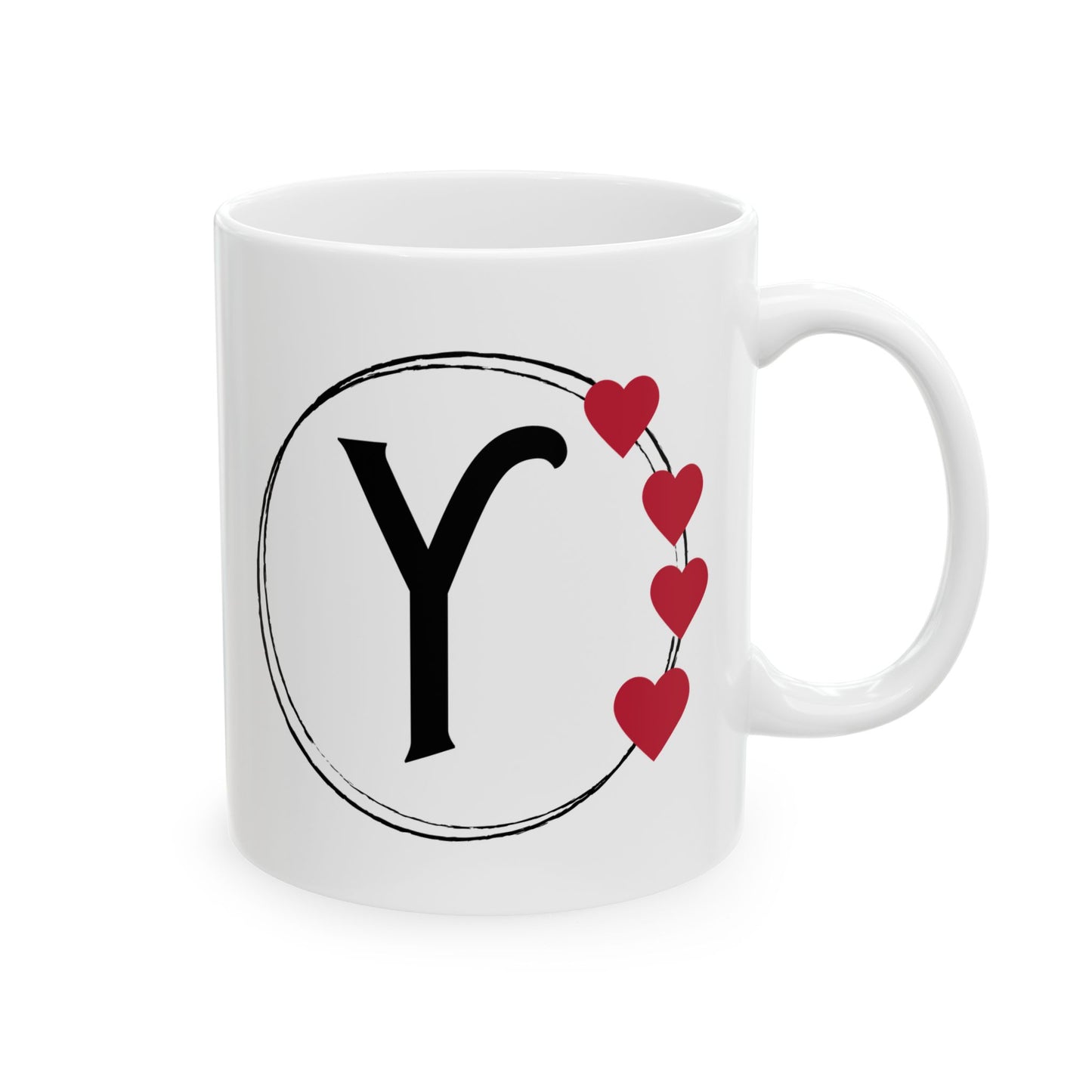 Letter "Y" Monogram Heart Design Coffee Mug