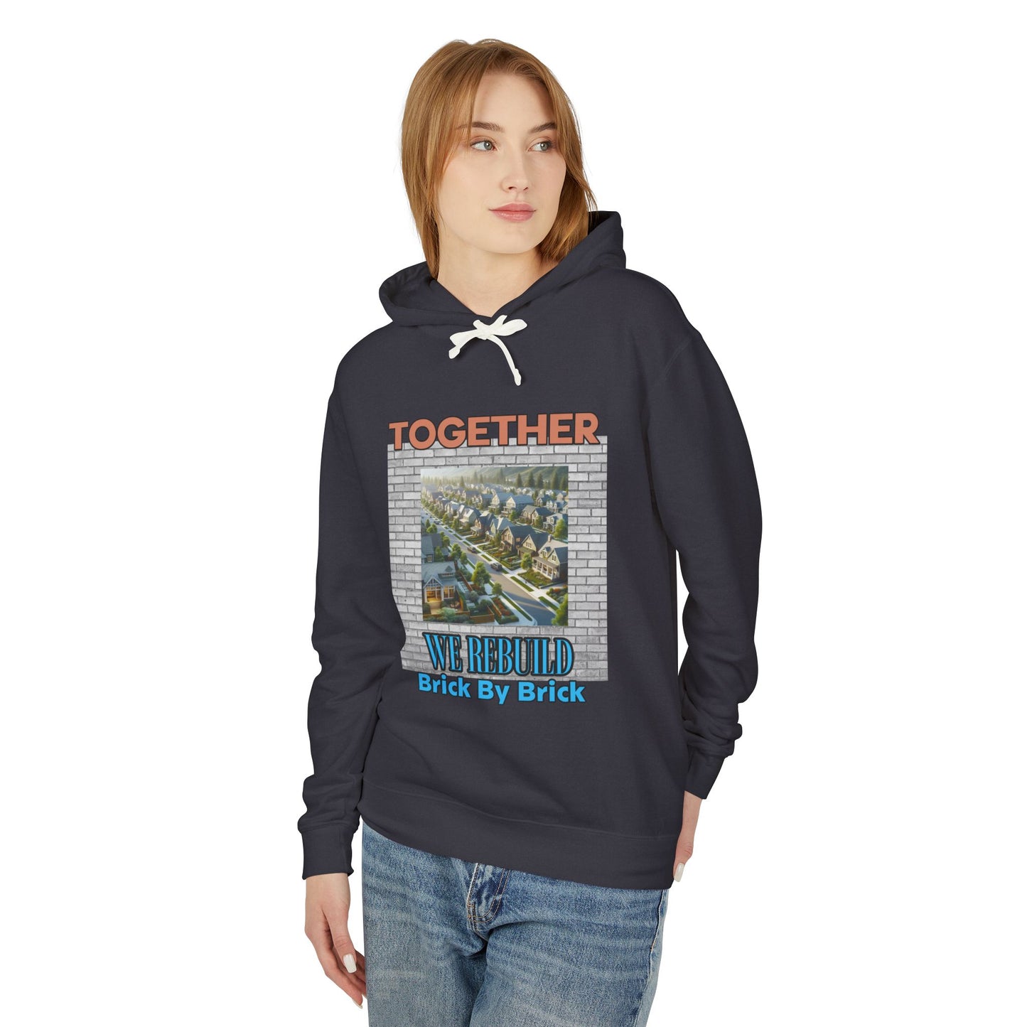 Together We Rebuild Unisex Lightweight Hooded Sweatshirt