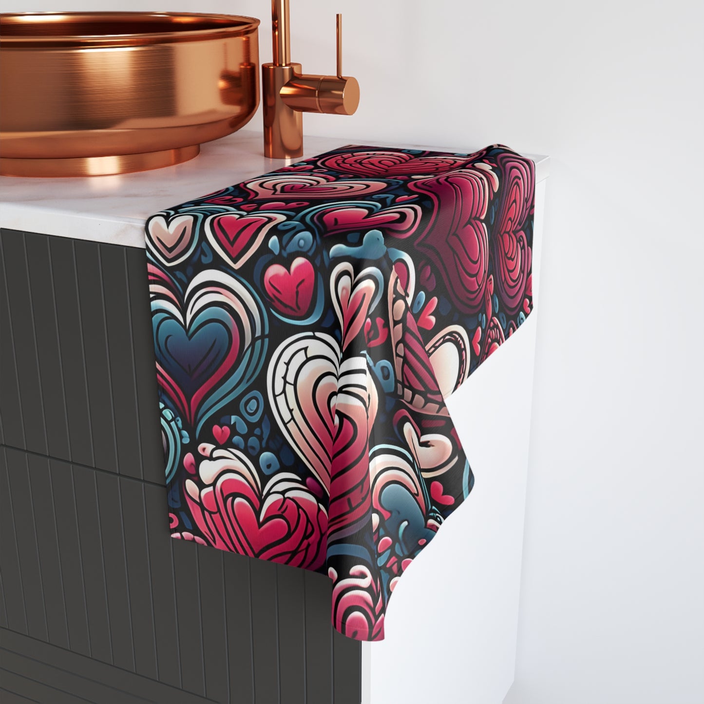 Decorative Heart Pattern - Romantic Hand Towel