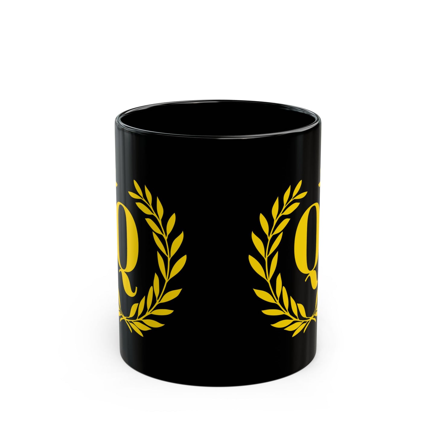 Elegant Letter "Q" Laurel Monogram Black Coffee Mug