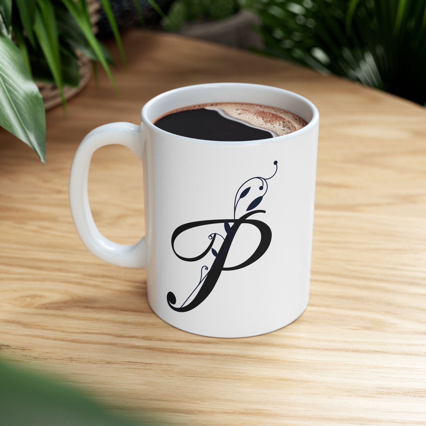 Letter "P" Decorative Monogram Design Coffee Mug