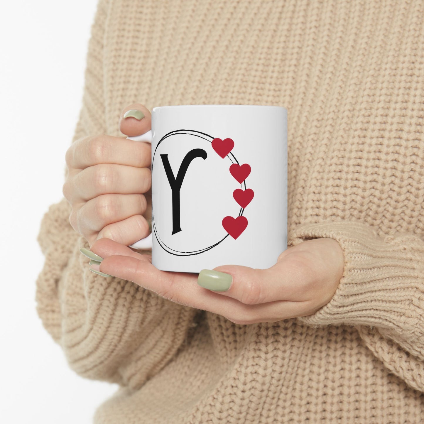 Letter "Y" Monogram Heart Design Coffee Mug