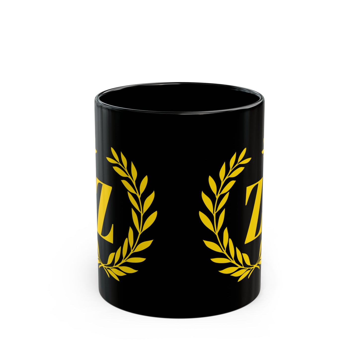 Elegant Letter "Z" Laurel Monogram Black Coffee Mug
