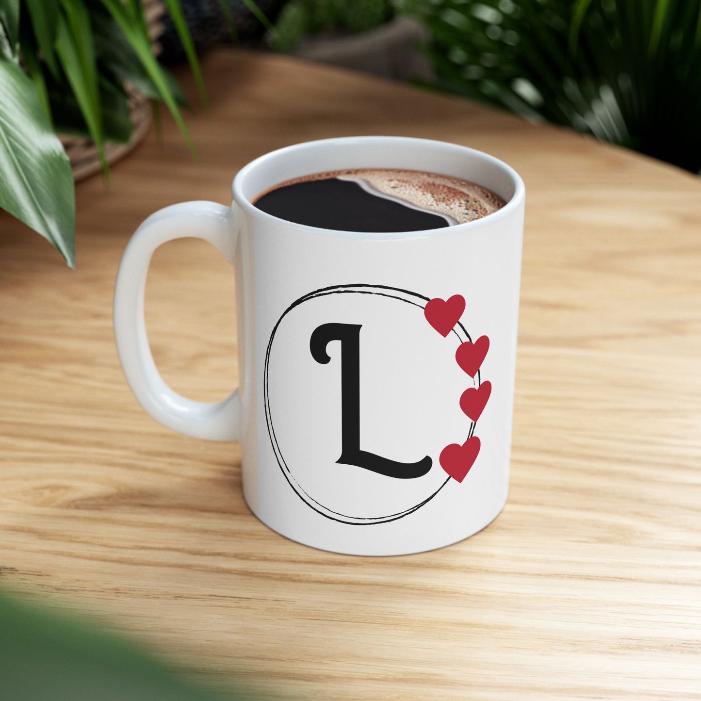 Letter "L" Monogram Heart Design Coffee Mug