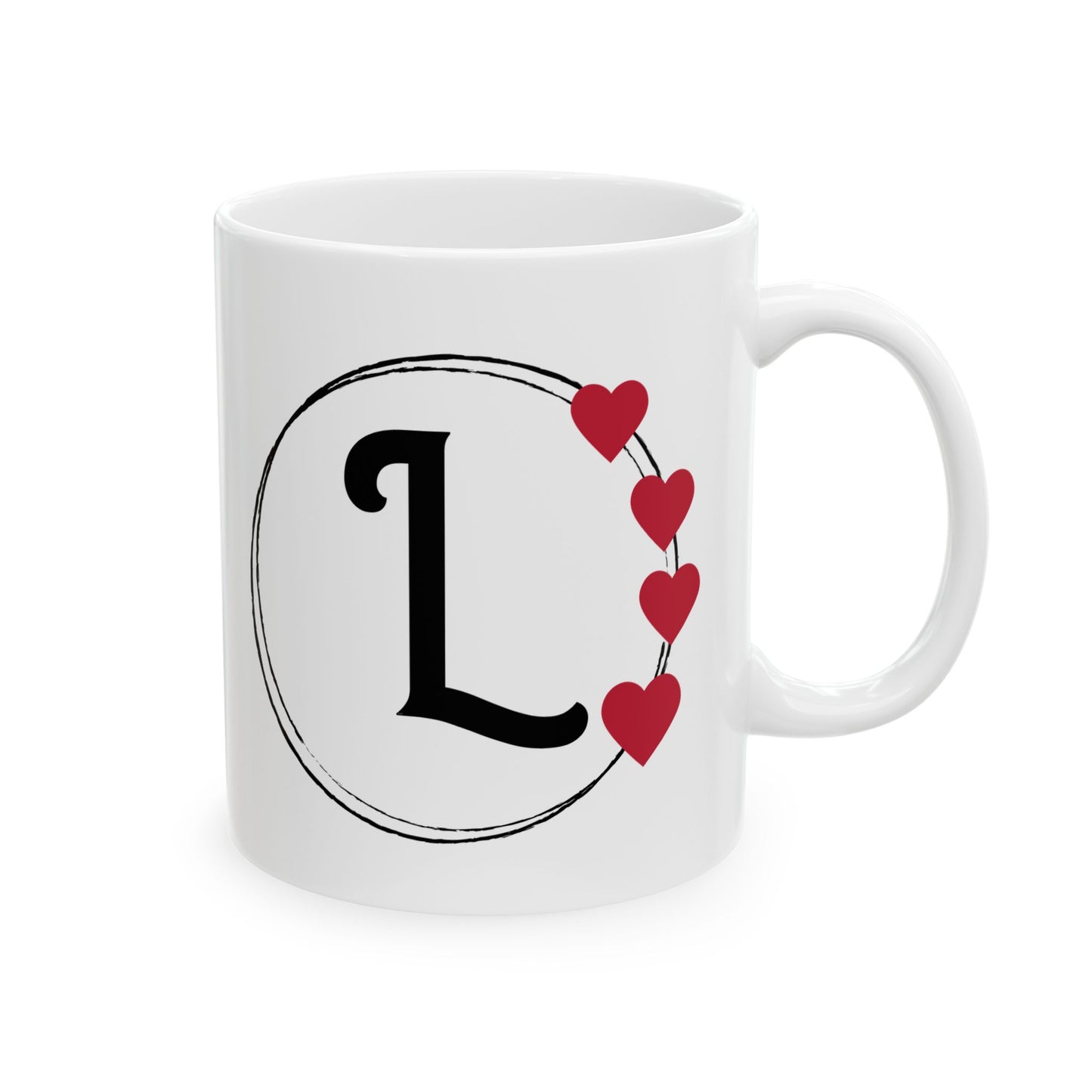 Letter "L" Monogram Heart Design Coffee Mug