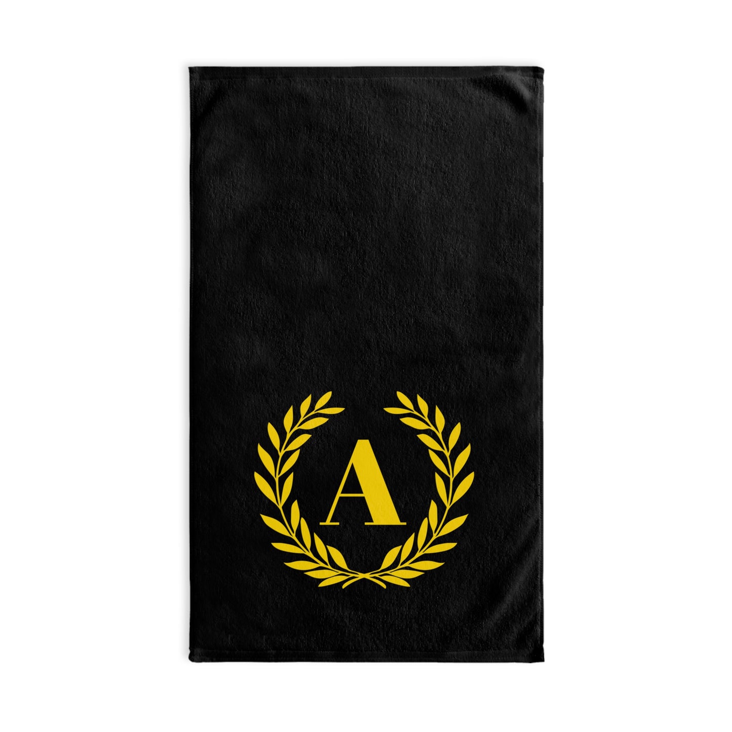 Elegant letter "A" Gold Laurel Monogram Hand Towel