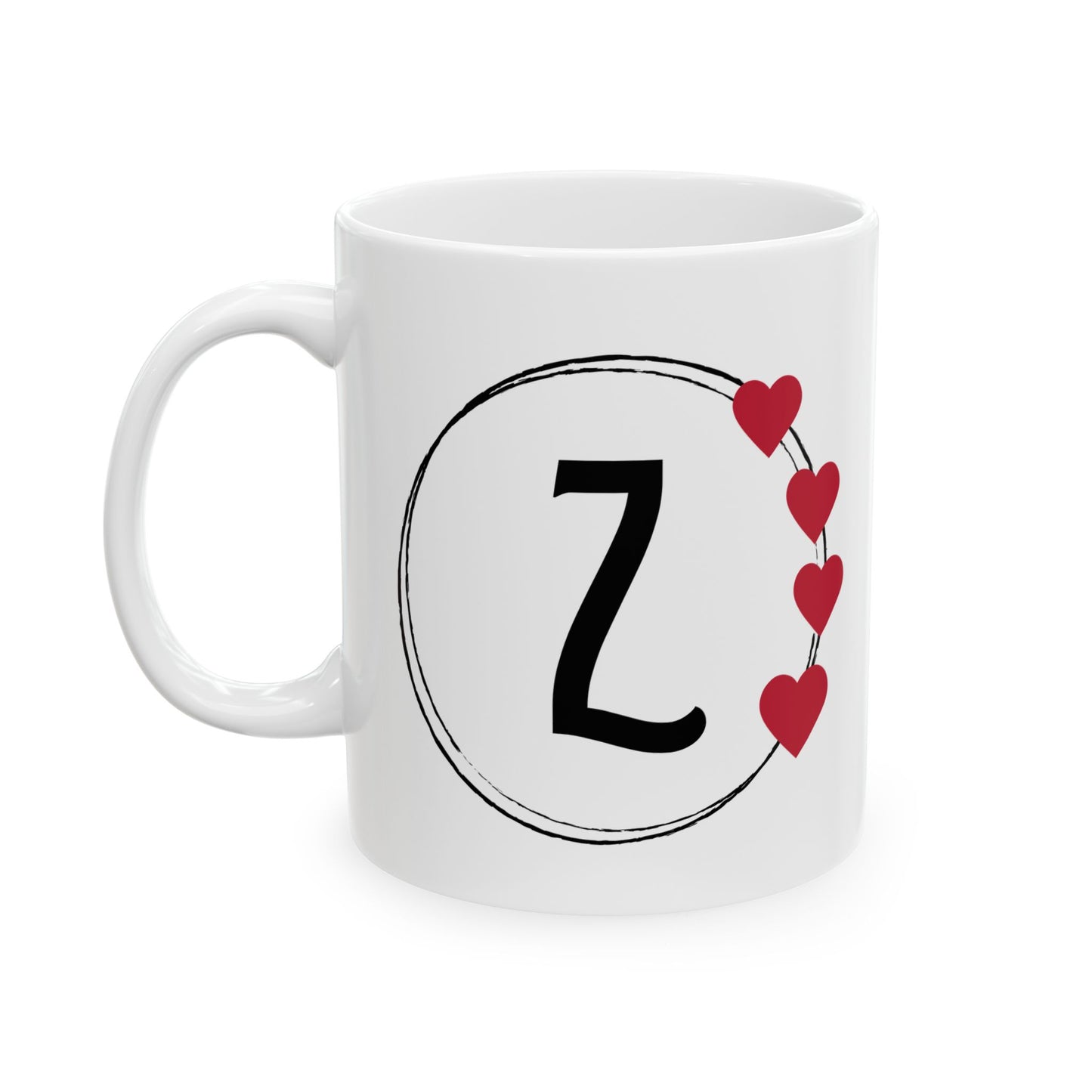 Letter "Z" Monogram Heart Design Coffee Mug