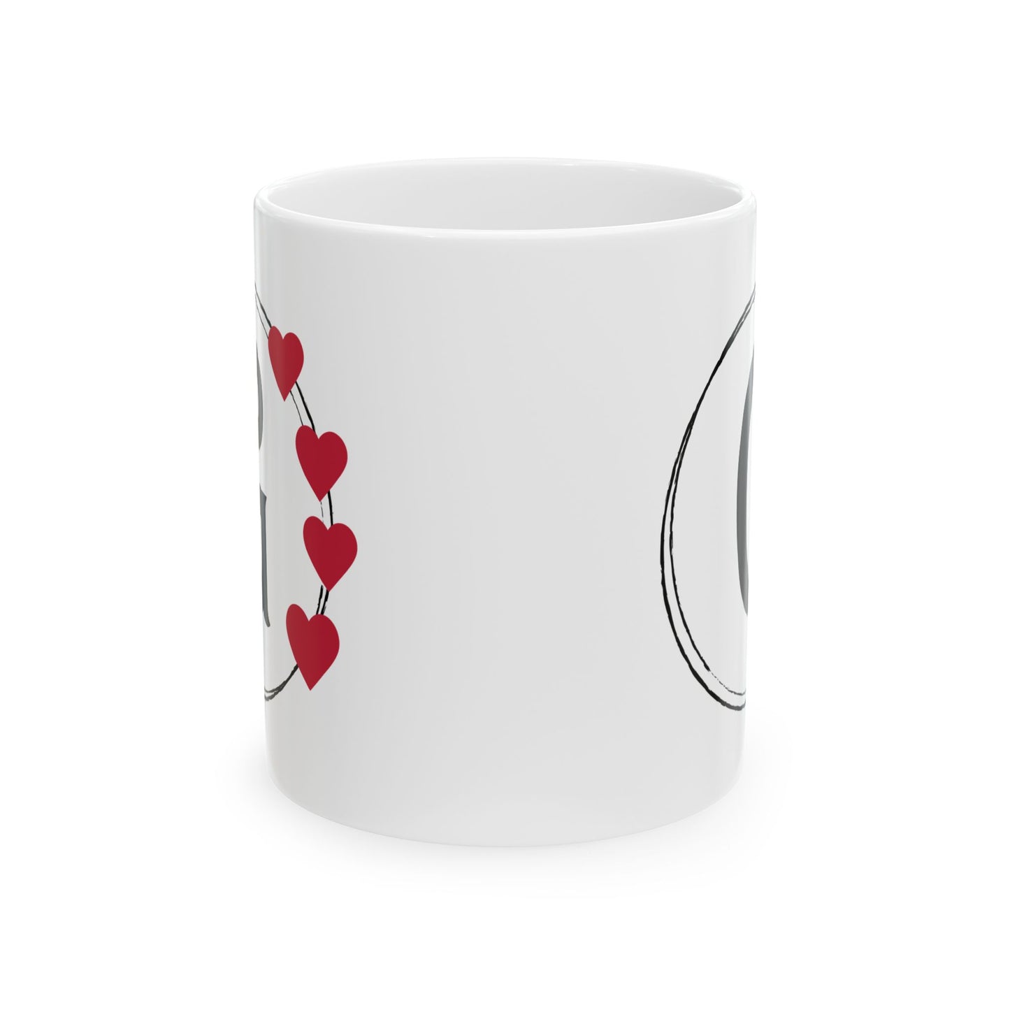 Letter "G" Monogram Heart Design Coffee Mug