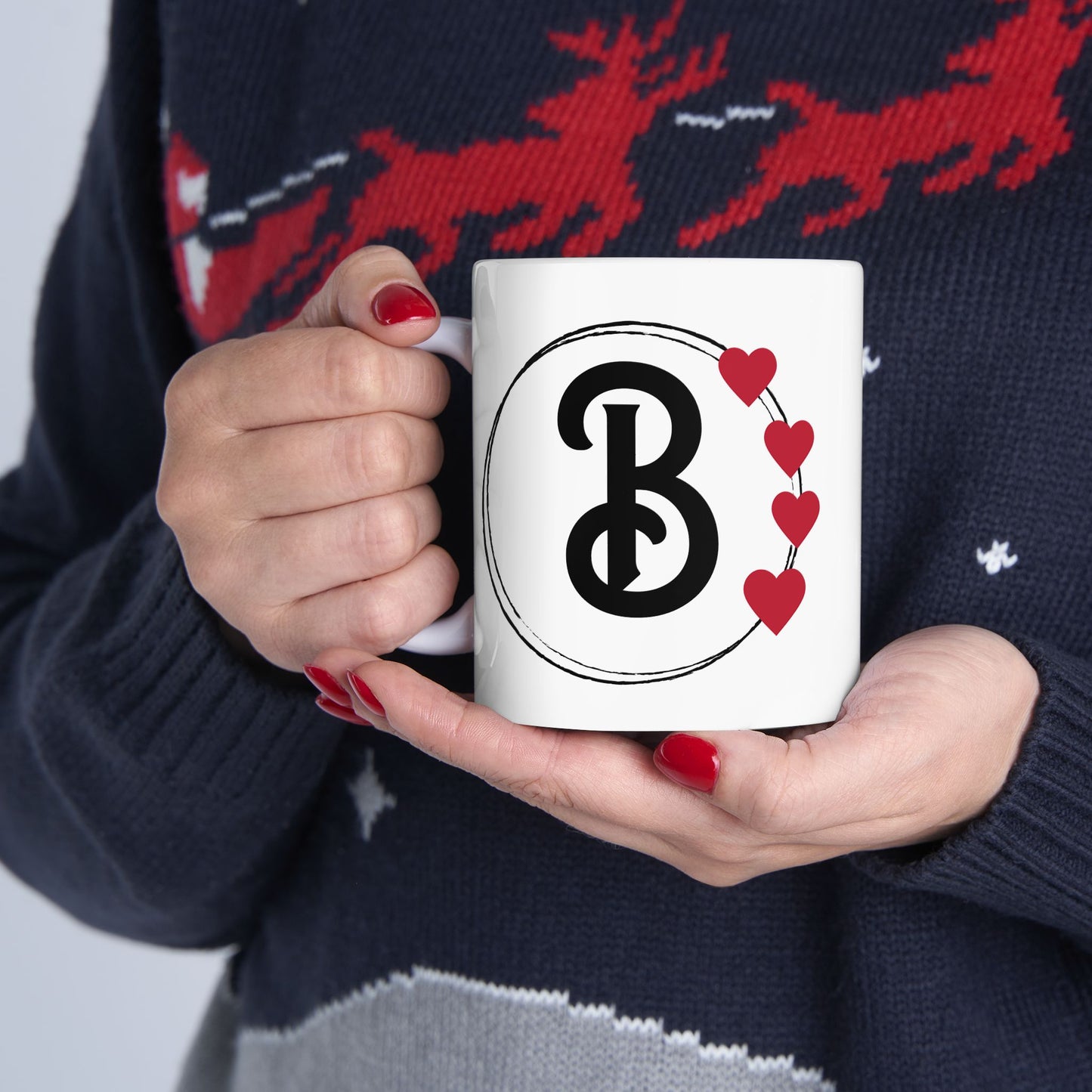 Letter "B" Heart Monogram Coffee Mug