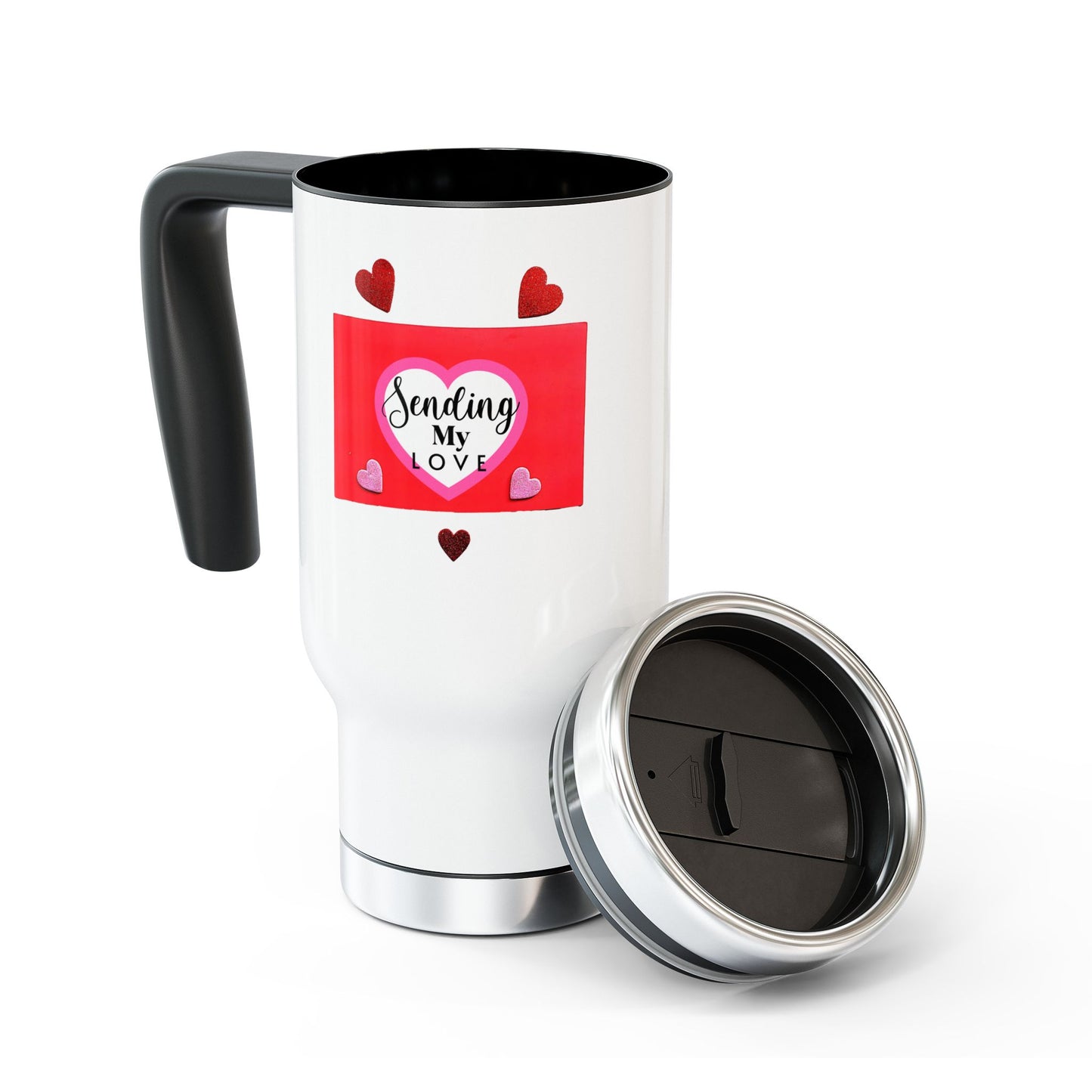 Sending My Love - Stainless Steel Travel Mug with Handle, 14oz