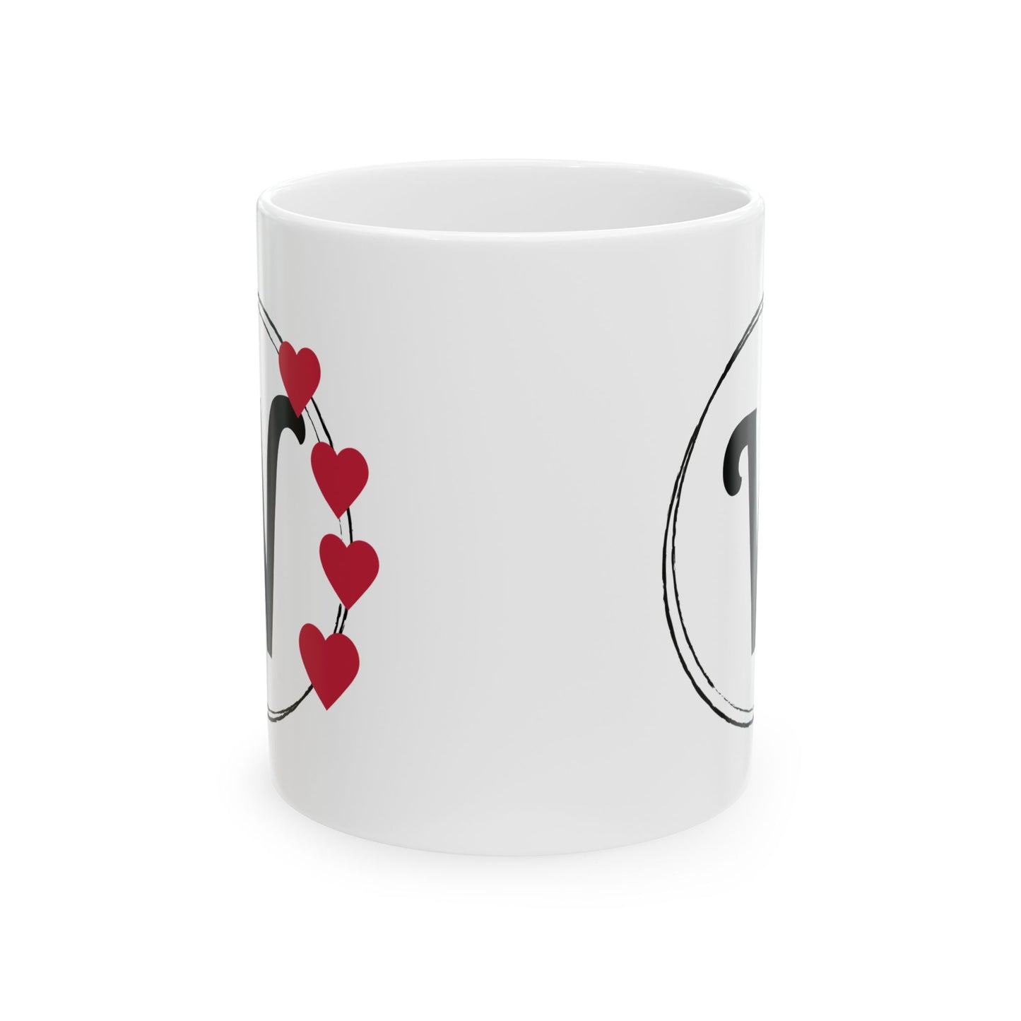 Letter "W" Monogram Heart Design Coffee Mug