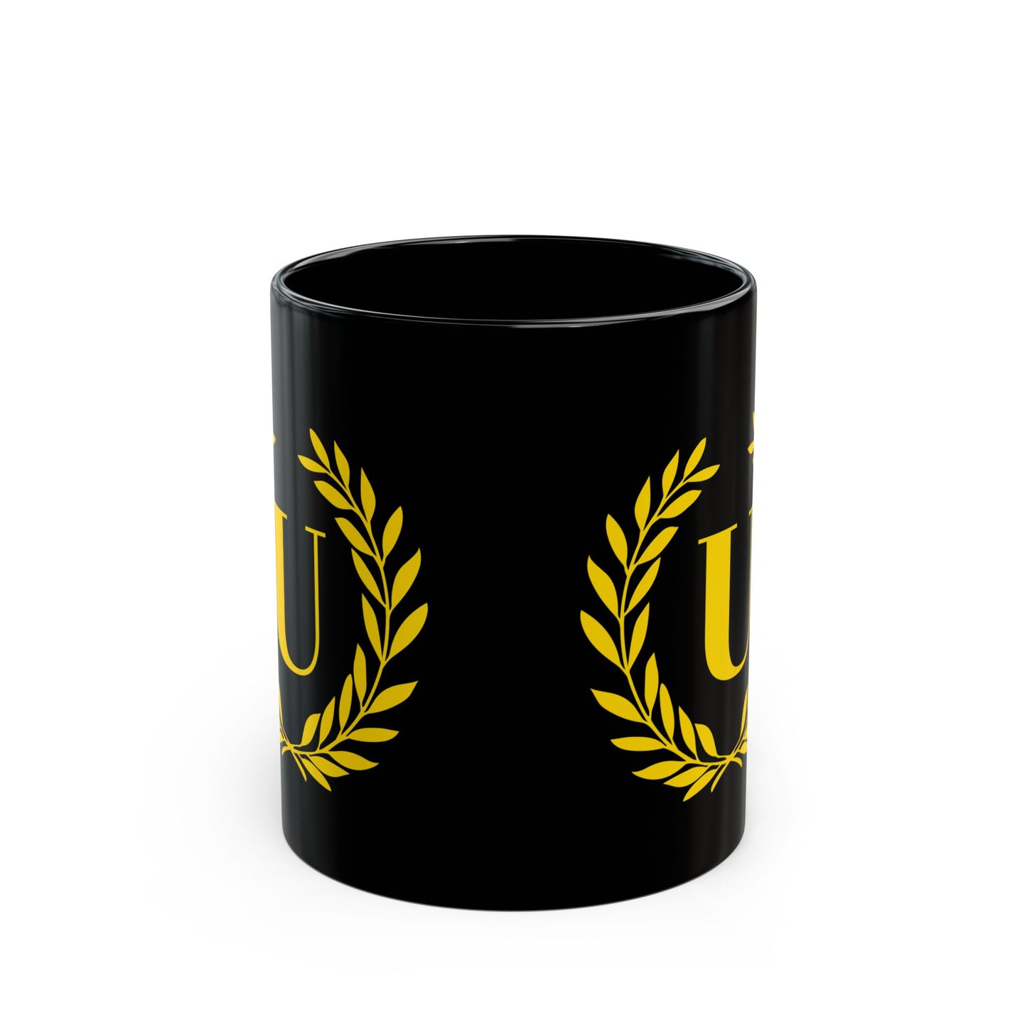 Elegant Letter "U" Laurel Monogram Black Coffee Mug
