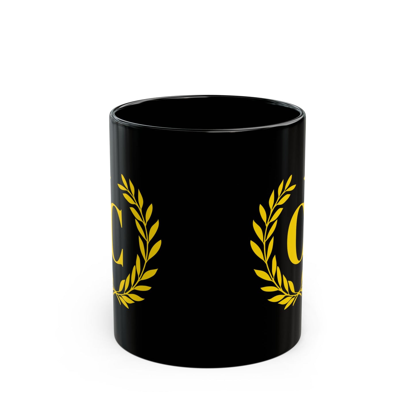 Elegant Letter "C" Laurel Monogram Black Coffee Mug