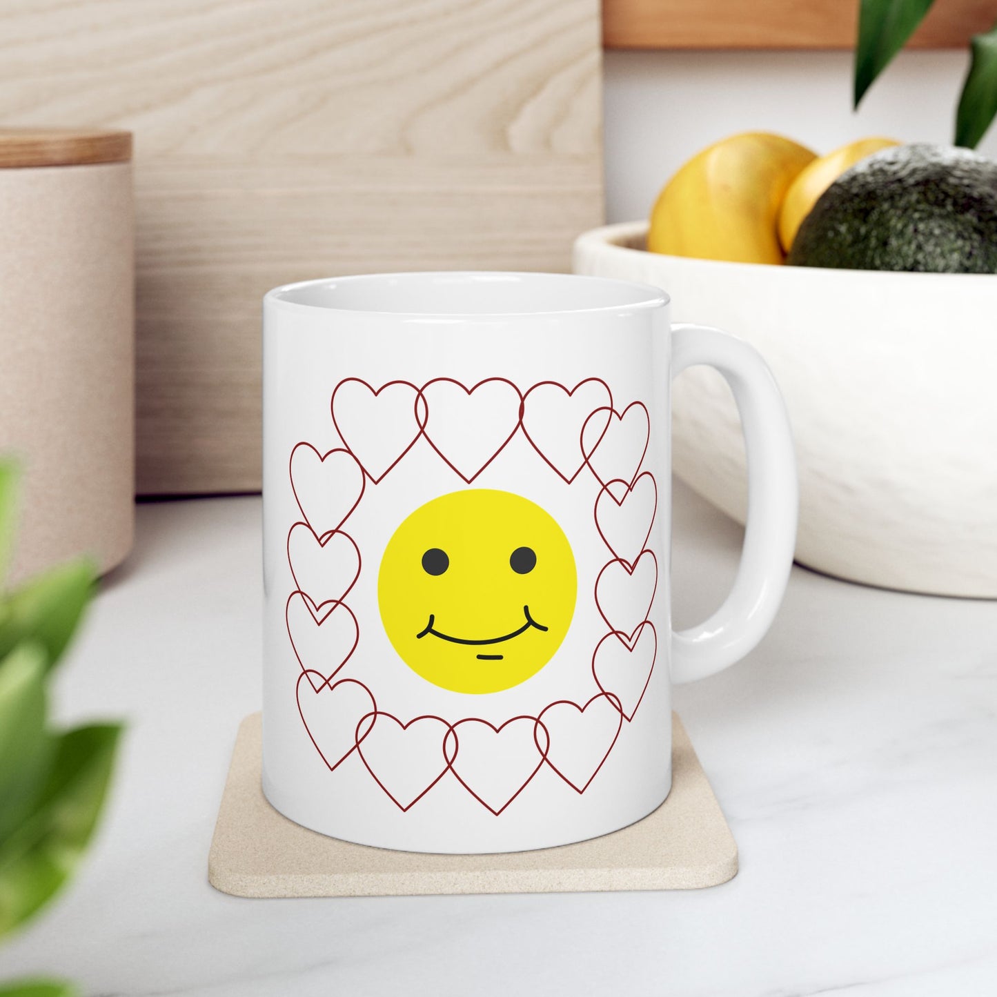 Smiley Face Heart Coffee Mug