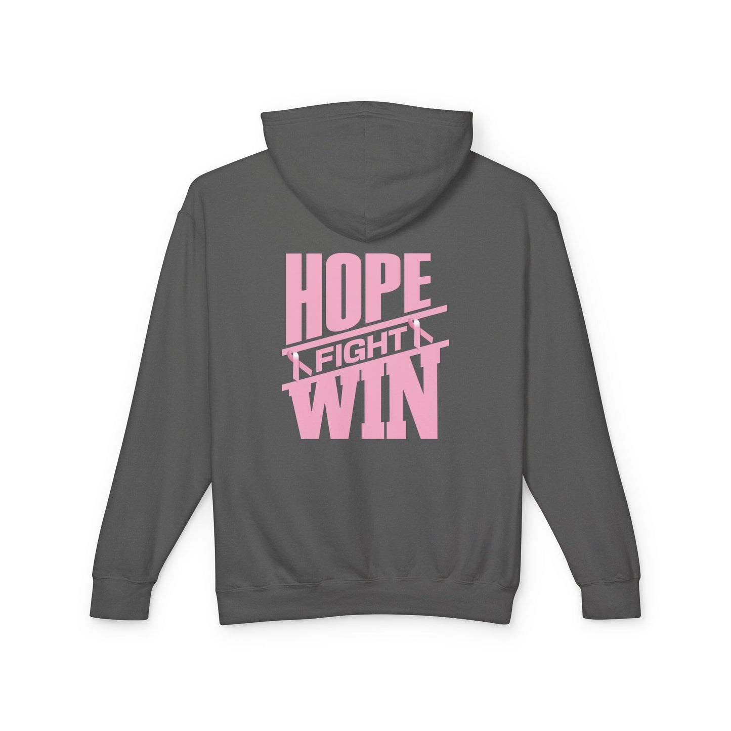 Hope, Fight, Win - Breast Cancer Survivor Lightweight Hooded Sweatshirt