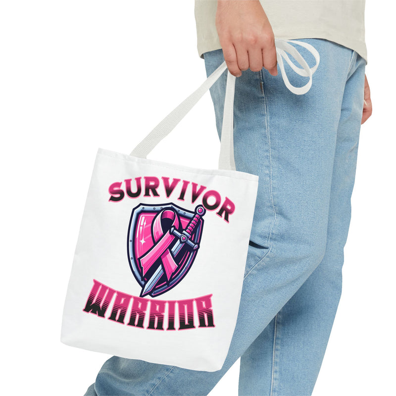 Survivor Warrior - Breast Cancer Survivor Pink Ribbon Tote Bag
