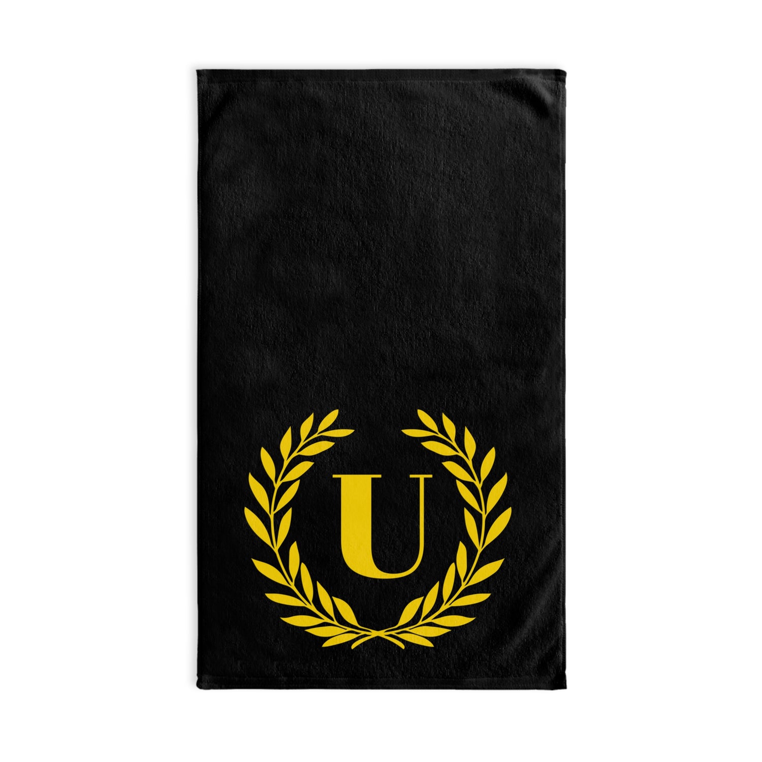Elegant letter "U" Gold Laurel Monogram Hand Towel