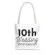 10th Wedding Anniversary Tote Bag - Anniversary Gift for Couples