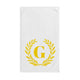 Elegant letter "G" Gold Laurel Monogram White Hand Towel