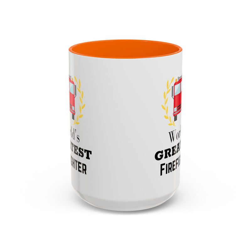 World's Greatest Firefighter Accent Coffee Mug - Firefighter Gift