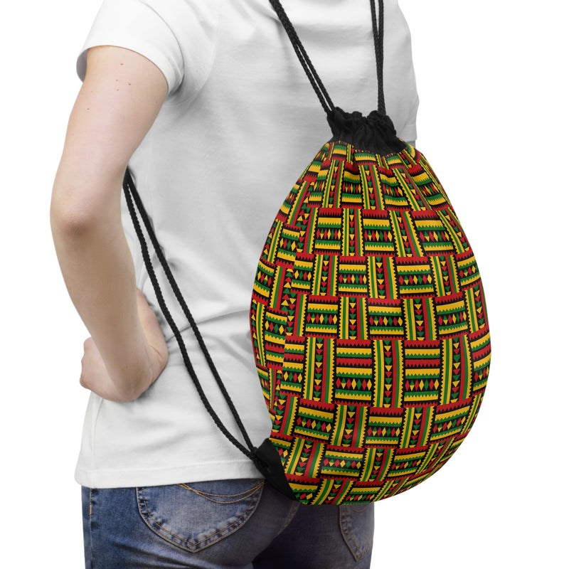 Kente Pattern Drawstring Bag