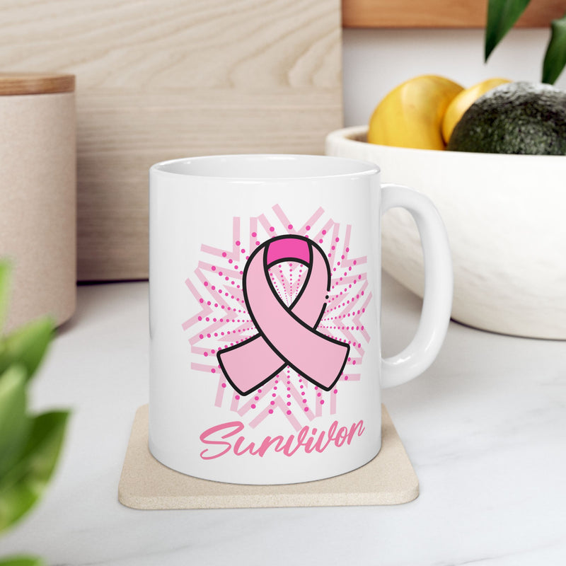 Breast Cancer Survivor Pink Ribbon Coffee Mug