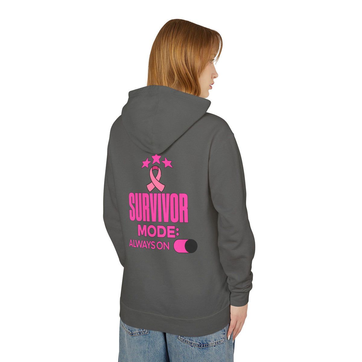Survivor Mode: Always On - Breast Cancer Survivor Lightweight Hooded Sweatshirt