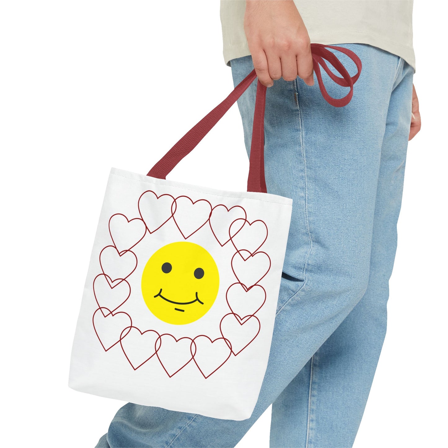 Smiley Face Heart Tote Bag