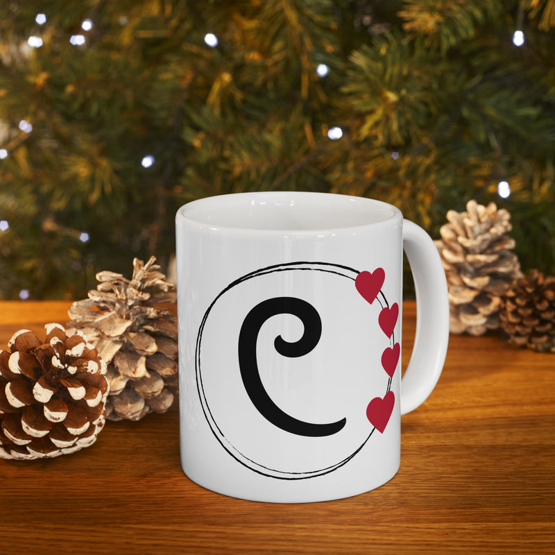 Letter "C" Monogram Heart Design Coffee Mug