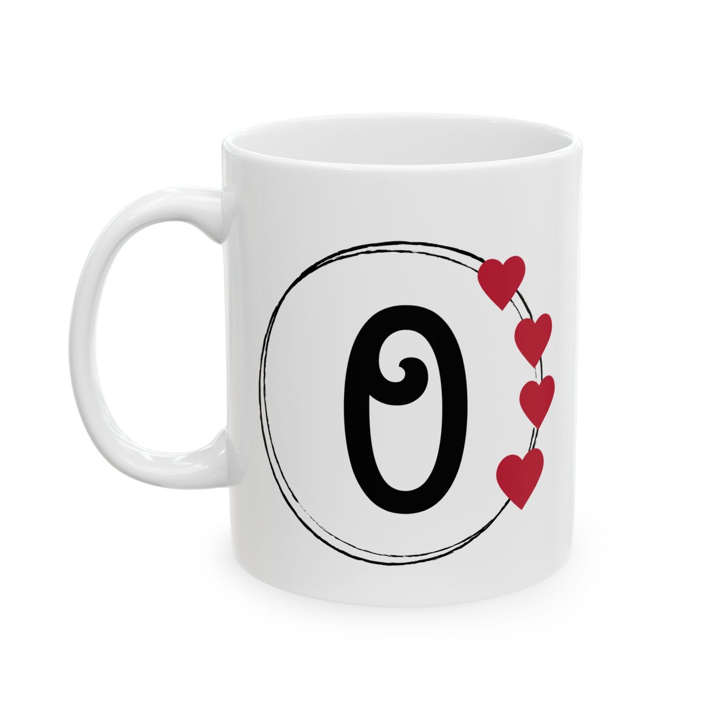 Letter "O" Monogram Heart Design Coffee Mug