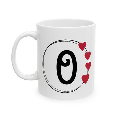 Letter "O" Monogram Heart Design Coffee Mug