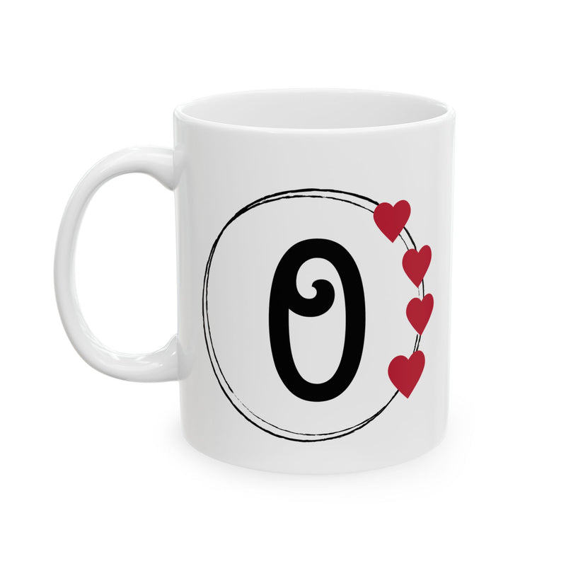 Letter "O" Monogram Heart Design Coffee Mug