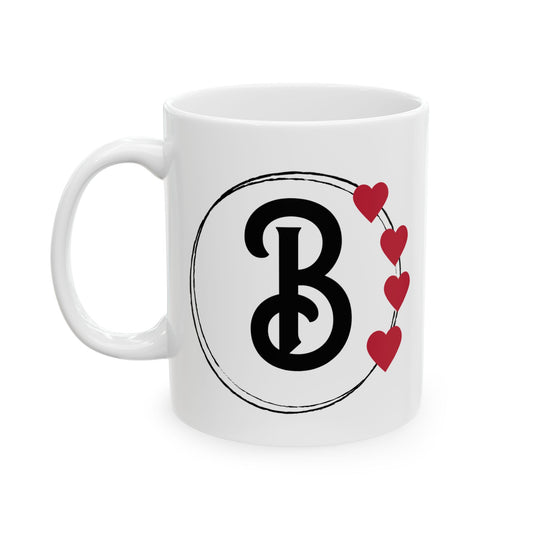 Letter "B" Heart Monogram Coffee Mug