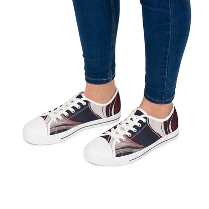 Burgundy and White Women's Low Top Sneakers