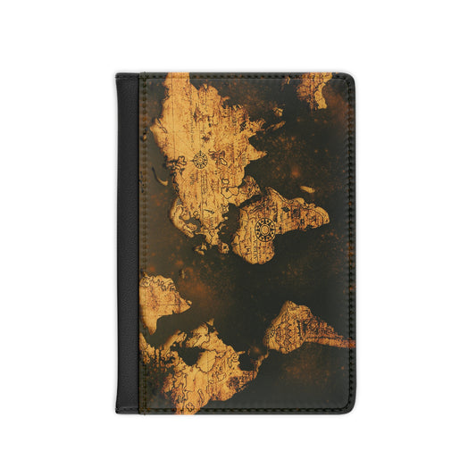 Brown World Map Passport Cover