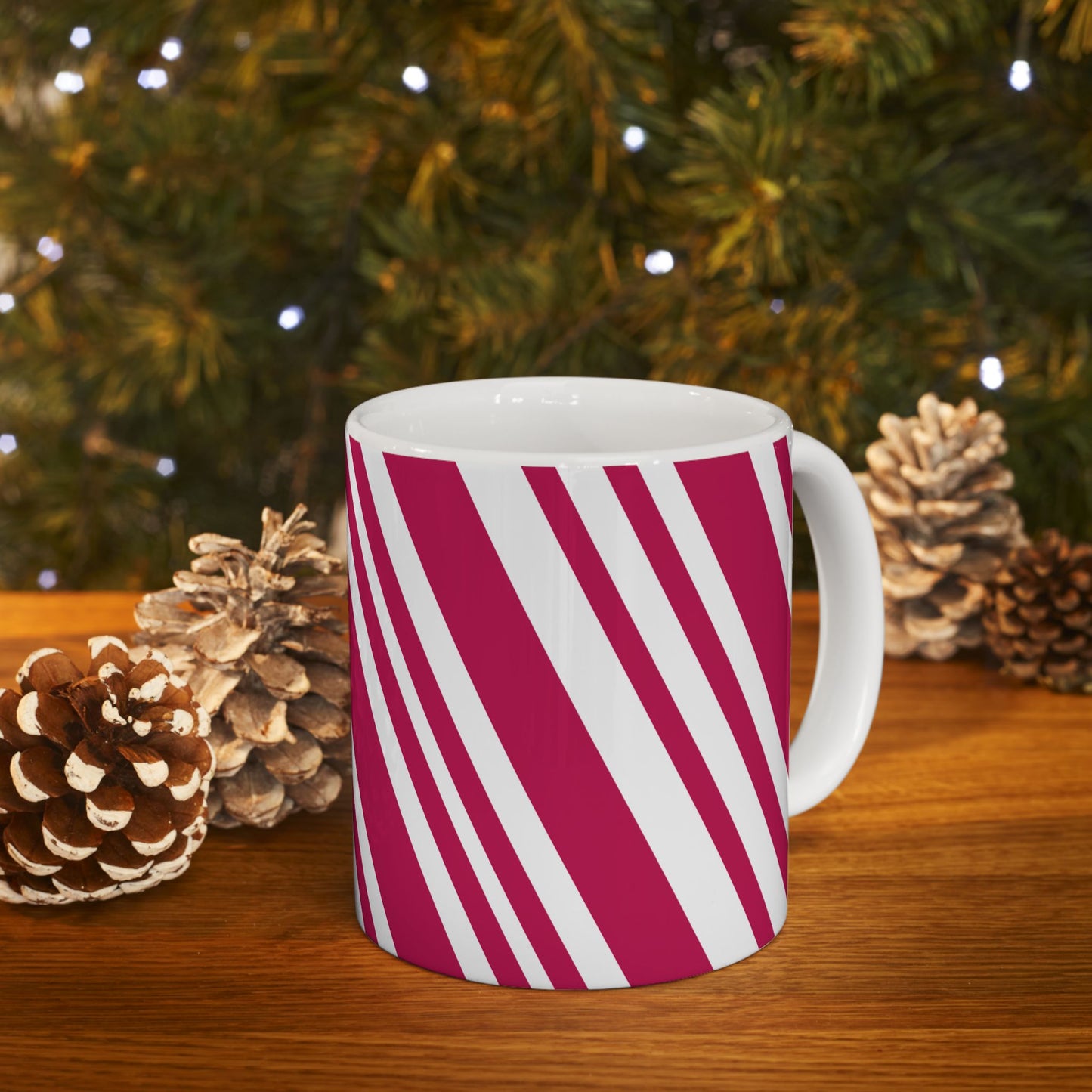 Holiday Candy Cane Ceramic Mug, (11oz, 15oz)