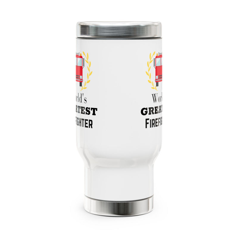 World's Greatest Firefighter Travel Mug with Handle 14oz - Firefighter Gift