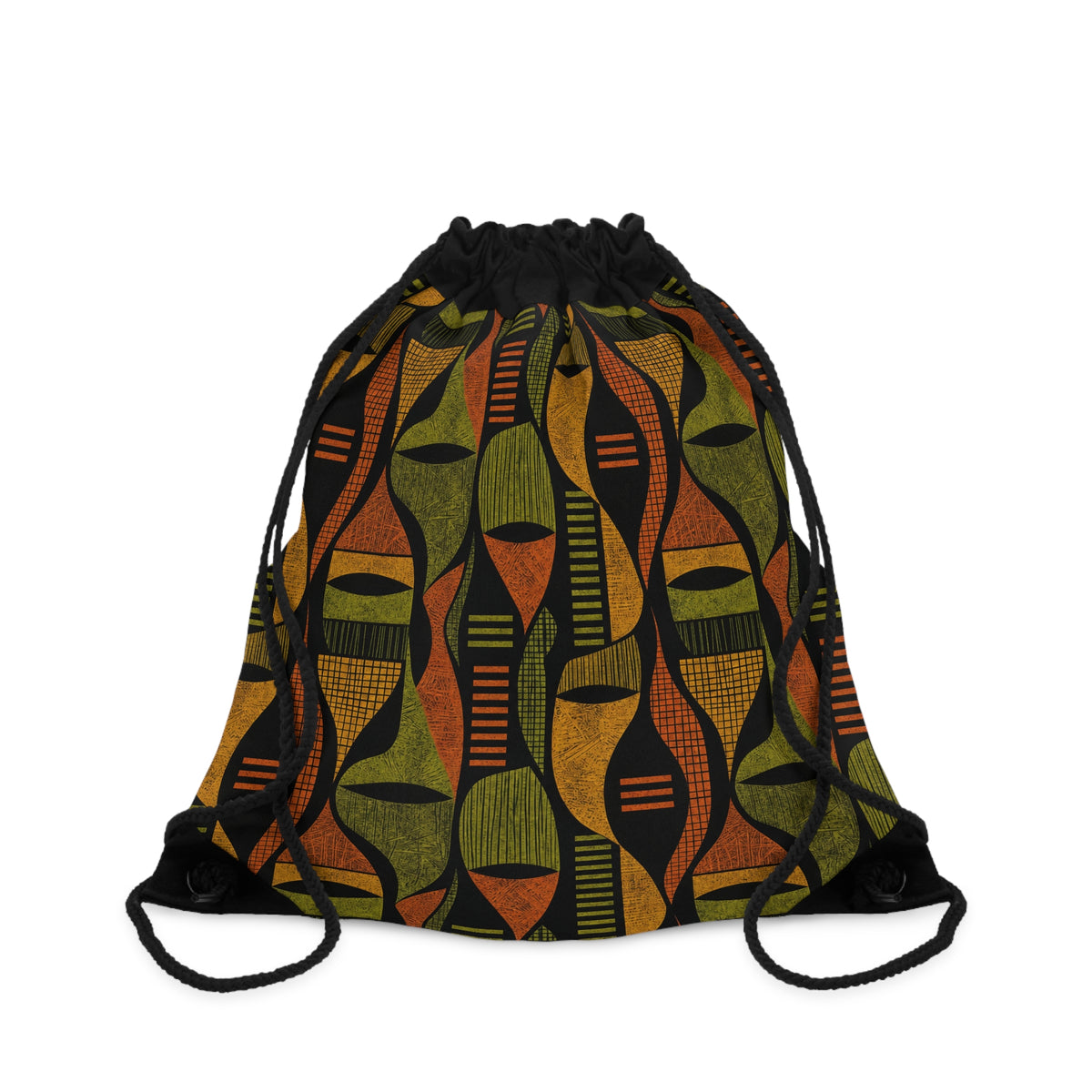 Retro African-Inspired Geometric Pattern Drawstring Bag