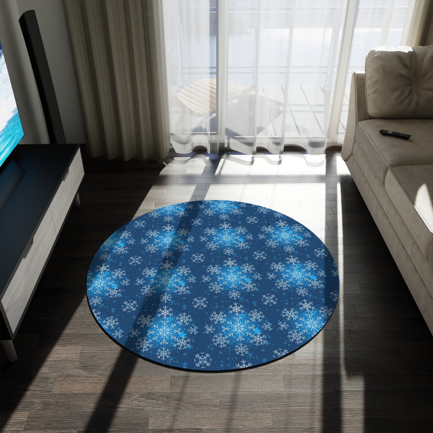 Magical Holiday Snowflake Round Rug