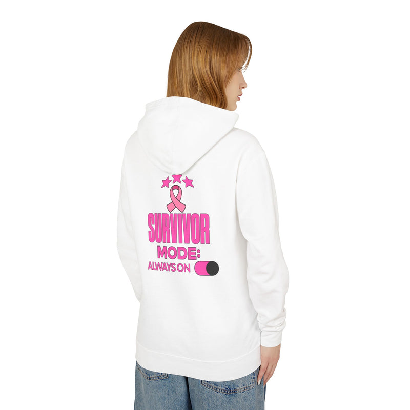 Survivor Mode: Always On - Breast Cancer Survivor Lightweight Hooded Sweatshirt