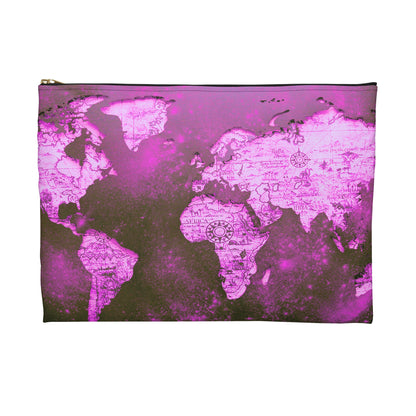 Mauve World Map Accessory Pouch