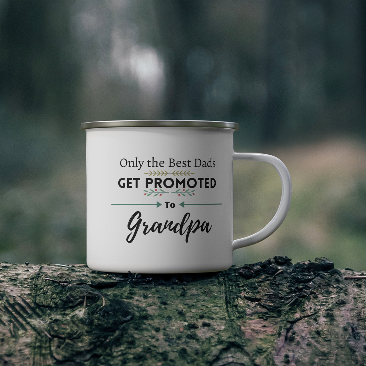 Only the Best Dads Get Promoted to Grandpa Enamel Camping Mug 12oz - Grandpa Gift
