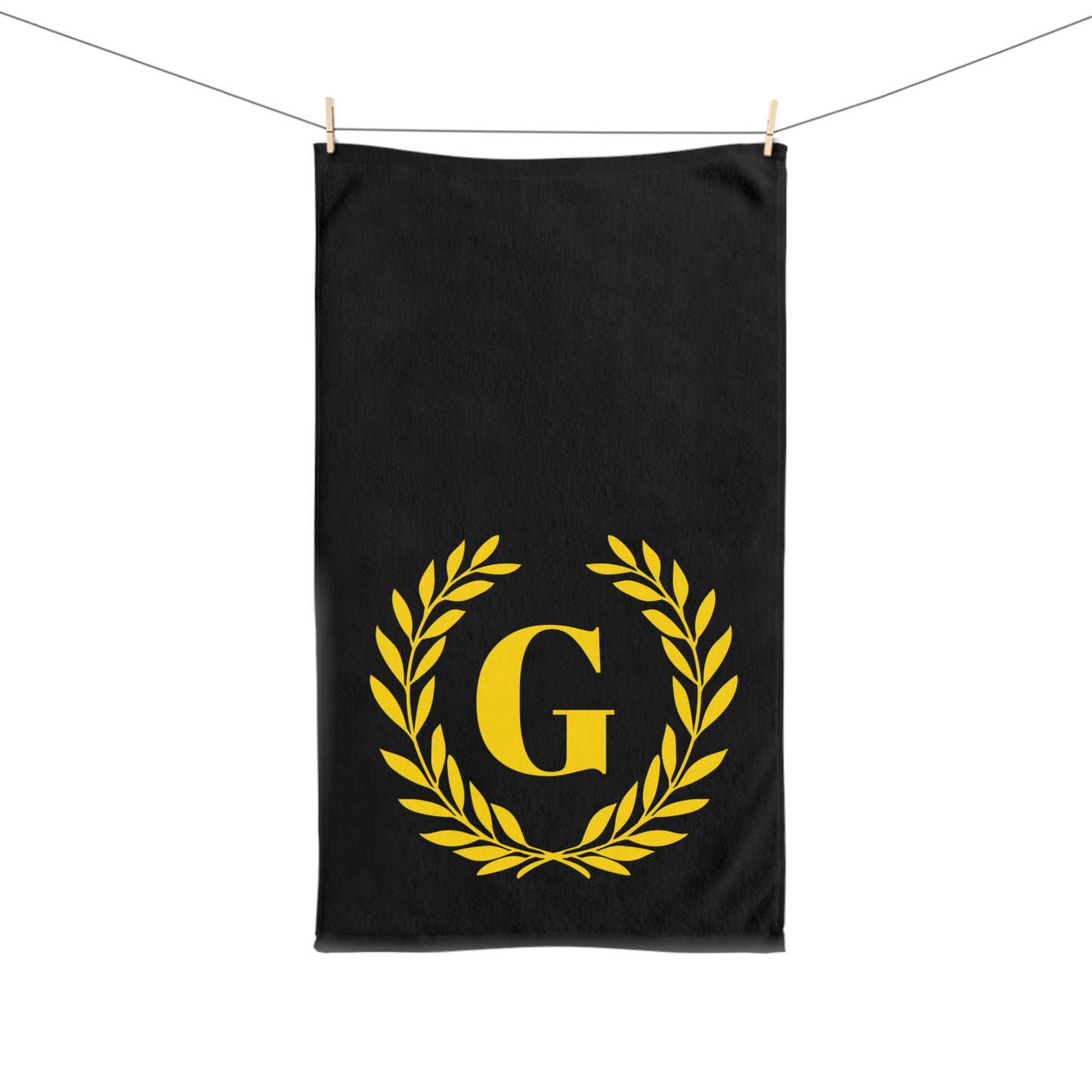 Elegant letter "G" Gold Laurel Monogram Hand Towel