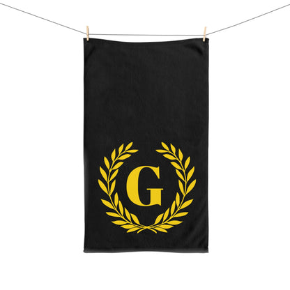 Elegant letter "G" Gold Laurel Monogram Hand Towel