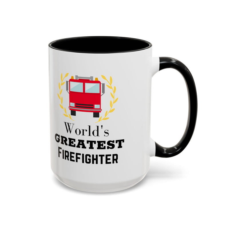 World's Greatest Firefighter Accent Coffee Mug - Firefighter Gift