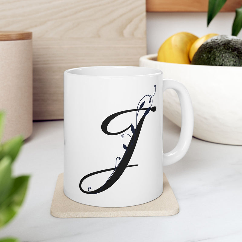 Letter "J" Decorative Monogram Design Coffee Mug