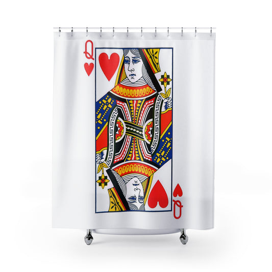 Queen of Hearts Playing Card - Shower Curtain - White
