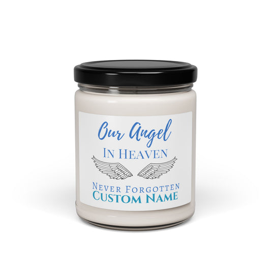 Personalized "Our Angel In Heaven, Never Forgotten" Sympathy Scented Soy Candle, 9oz