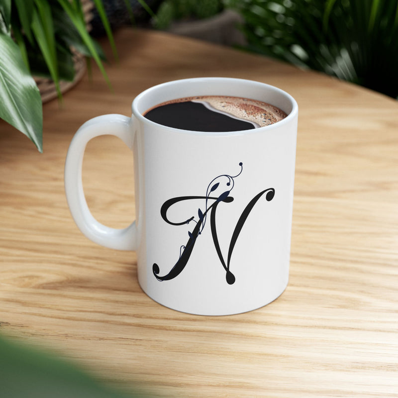 Letter "N" Decorative Monogram Design Coffee Mug