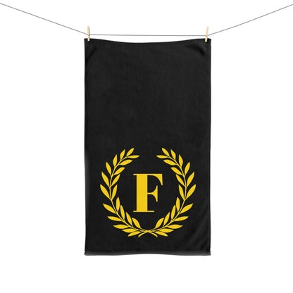 Elegant letter "F" Gold Laurel Monogram Hand Towel